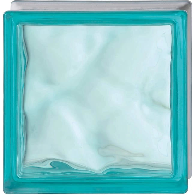VETRO MATTONE ONDULATO 19 X 19  Acquamarina     MADE IN ITALY