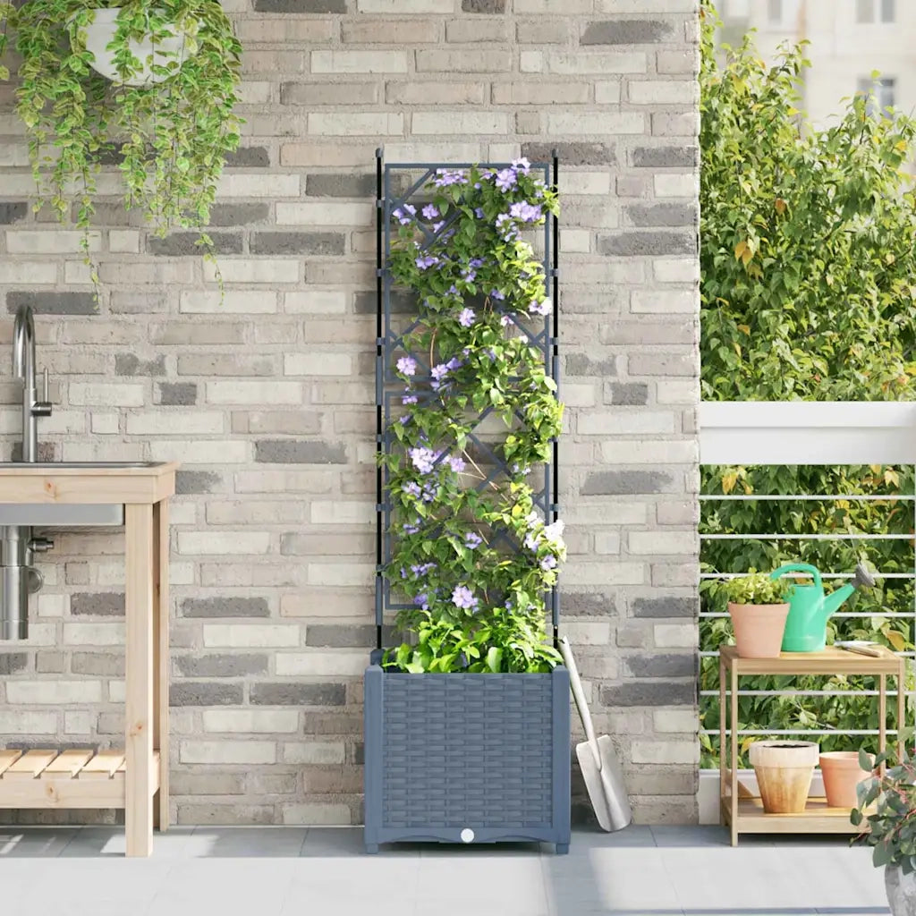 Vaso da giardino-Fioriera Esterno-Contenitore per Piante Grigio Chiaro 40 x 40 x 143 cm Acciaio