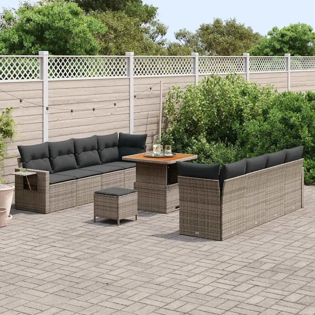 Set Divano da Giardino con cuscino 11 pcs Grigio polyrattan 3363668