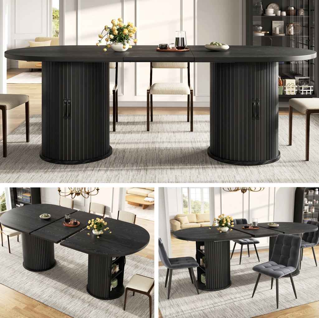 TAVOLO ALLUNGABILE 150-190x80x75 cm Nero in MDF con vano portaoggetti