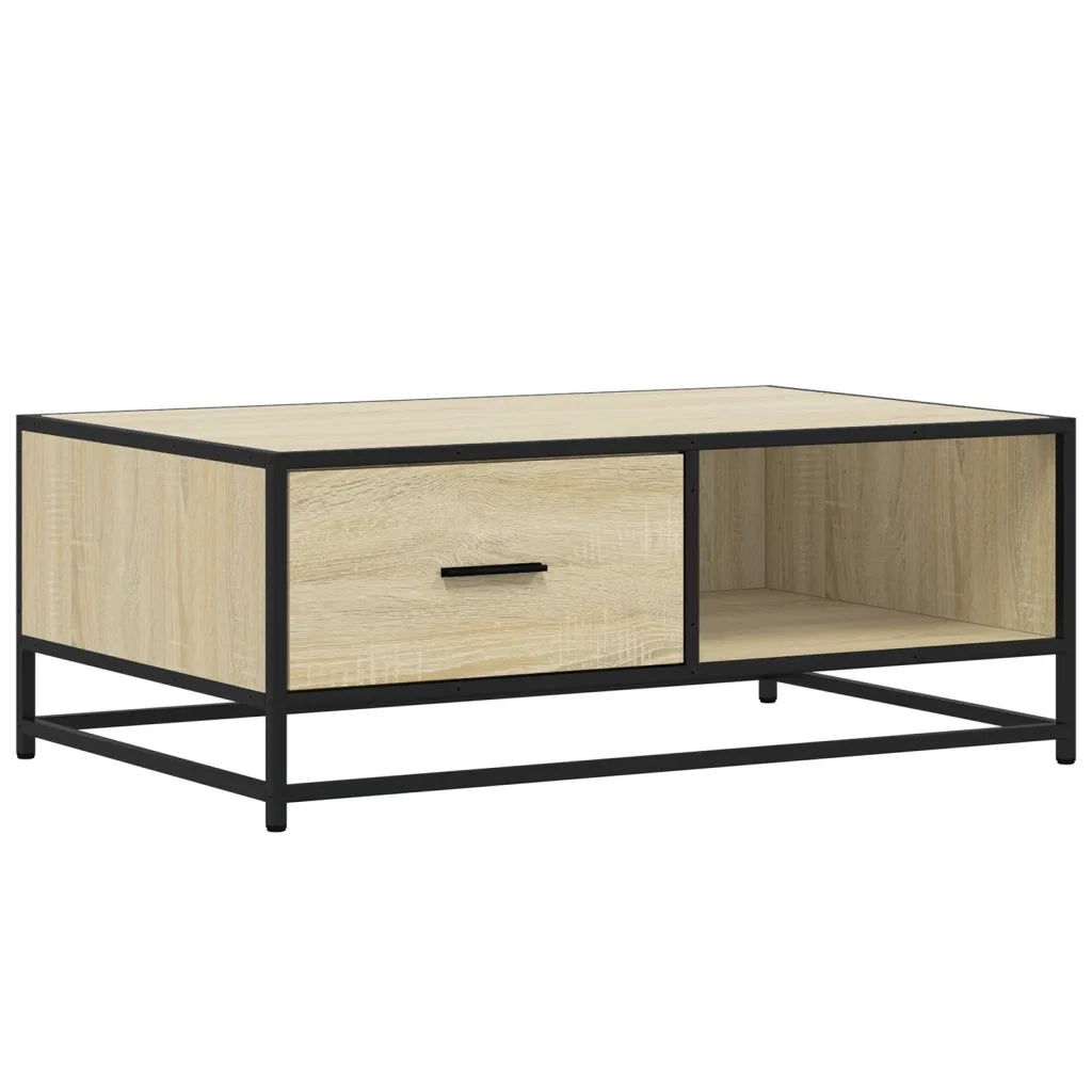Tavolino-Tavolino da soggiorno-Tavolo Rovere Sonoma 90x57x35 cm Legno Multistrato e Metallo
