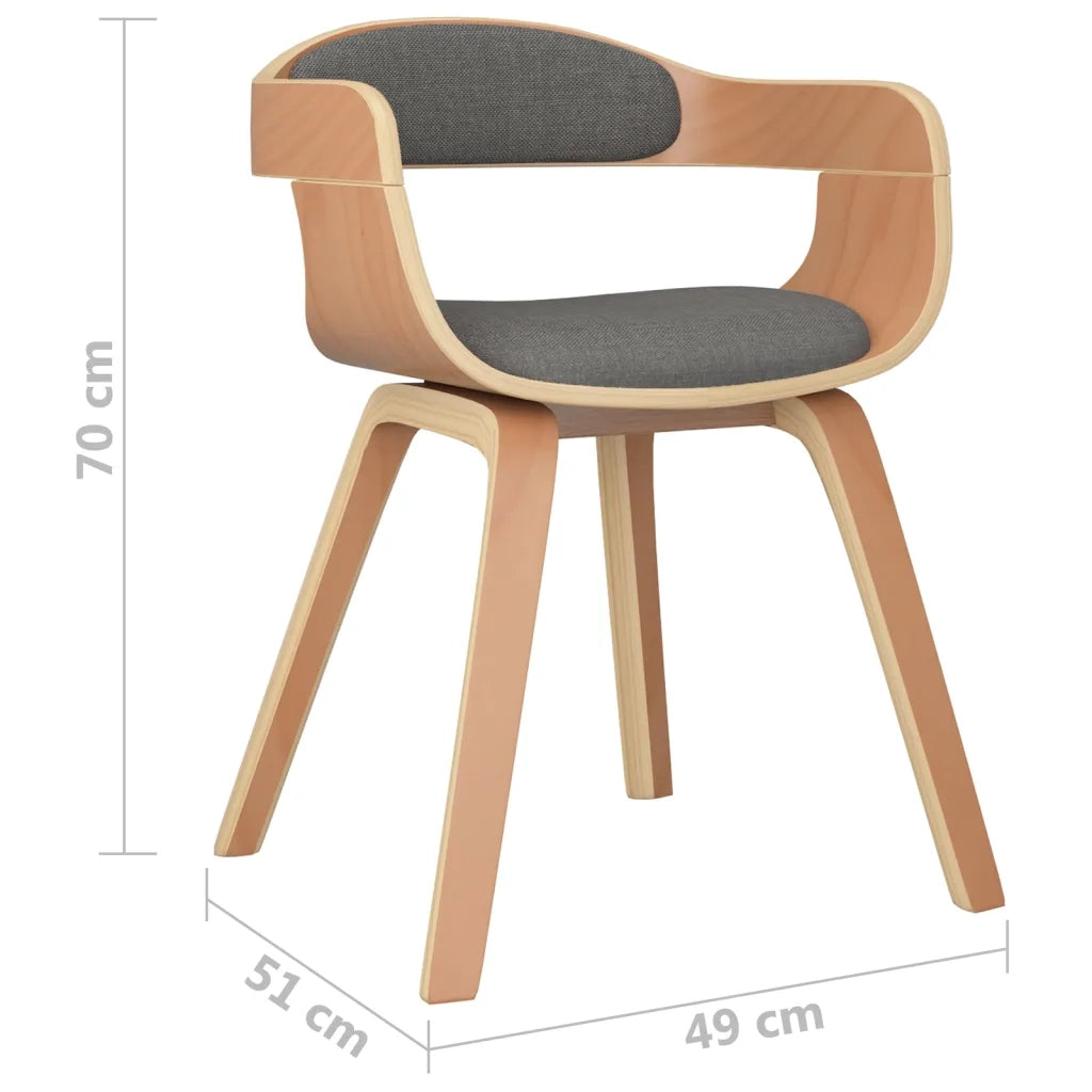 Sedie da Pranzo 4 pz Grigio Chiaro Legno Curvato e Tessuto 3092387