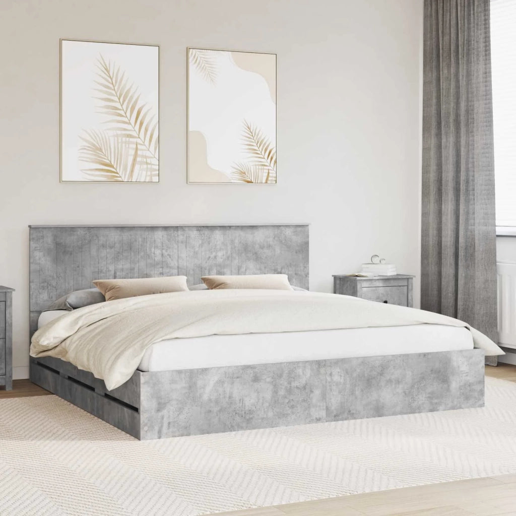 Struttura del letto con cassetto Grigio cemento 200 x 200 cm 3411085