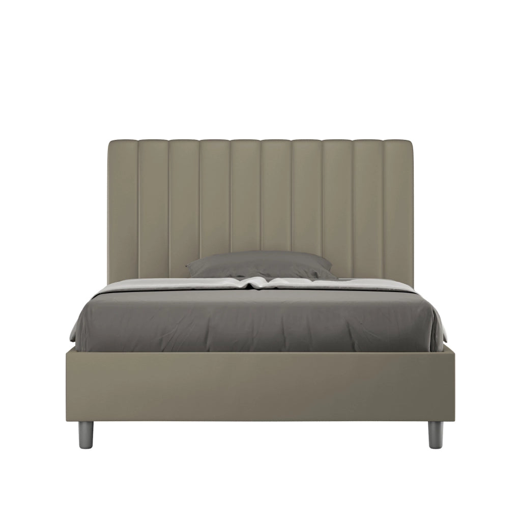 BS COM Letto una piazza e mezza senza rete imbottito 120x200 similpelle cappuccino