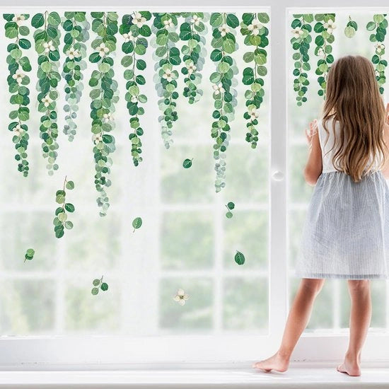 Decorazioni per finestre Stickers di vite da appendere alle finestre Decorazioni per finestre per la primavera Stickers di foglie verdi Decorazioni per finestre anti-UV Decorazioni per finestre in vetro Stickers di decorazione per finestre