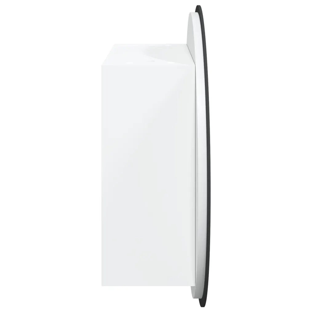 Armadio da Bagno | Mobile da Bagno con Specchio Rotondo e LED Bianco 47x47x17,5cm