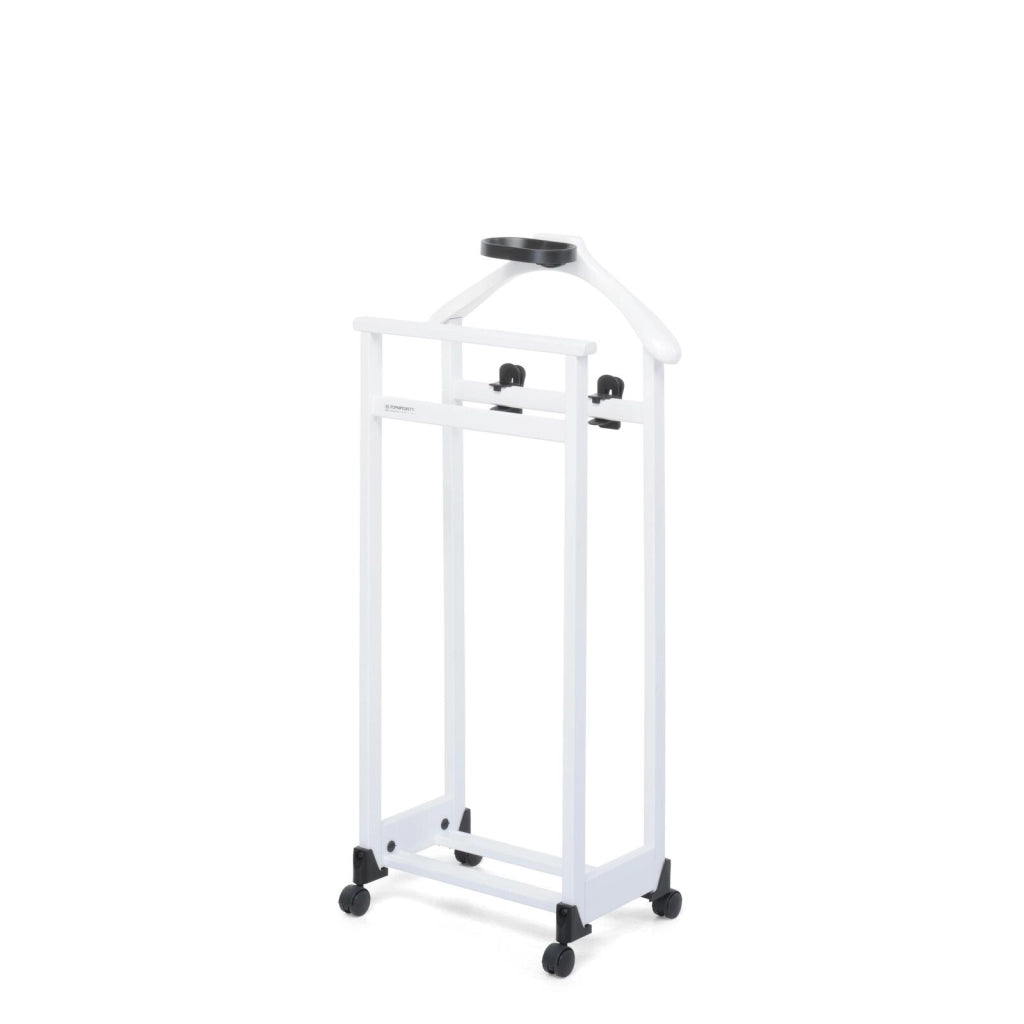Foppapedretti 9900390010 L'Indossatore Servomuto Monospalla Legno Massiccio Faggio Porta Pantaloni Porta Scarpe Ruote Piroettanti colore Bianco