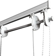 BASTONE BINARIO PER TENDA A PACCHETTO CON 9 CALATE A SGANCIO RAPIDO IN ALLUMINIO BIANCO LUNGHEZZA 300 CM Attacco Soffitto COMANDO A SINISTRA