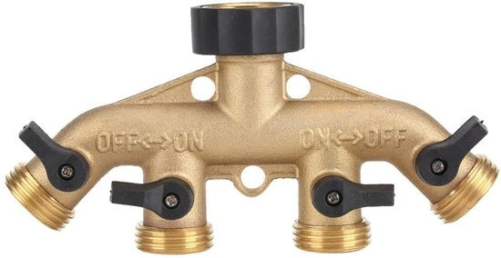 Divisore tubi - Distributore d'acqua - Connettore tubi - Fusto di connessione per tubi - Tubo per giardinaggio - Adatto per irrigazione di giardini - (Fil di alta tensione 3/4)