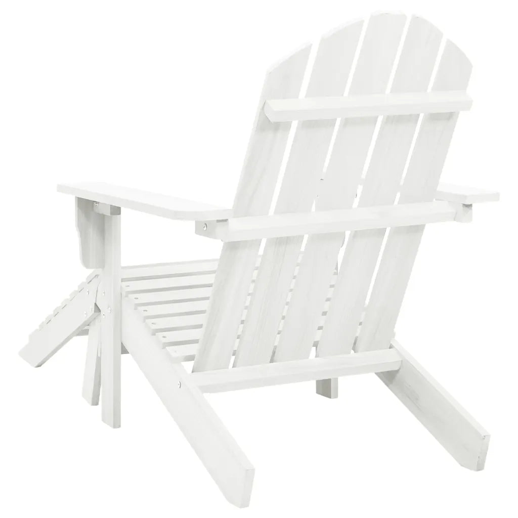 Sedia da Giardino con Poggiagambe in Legno Bianco 40859