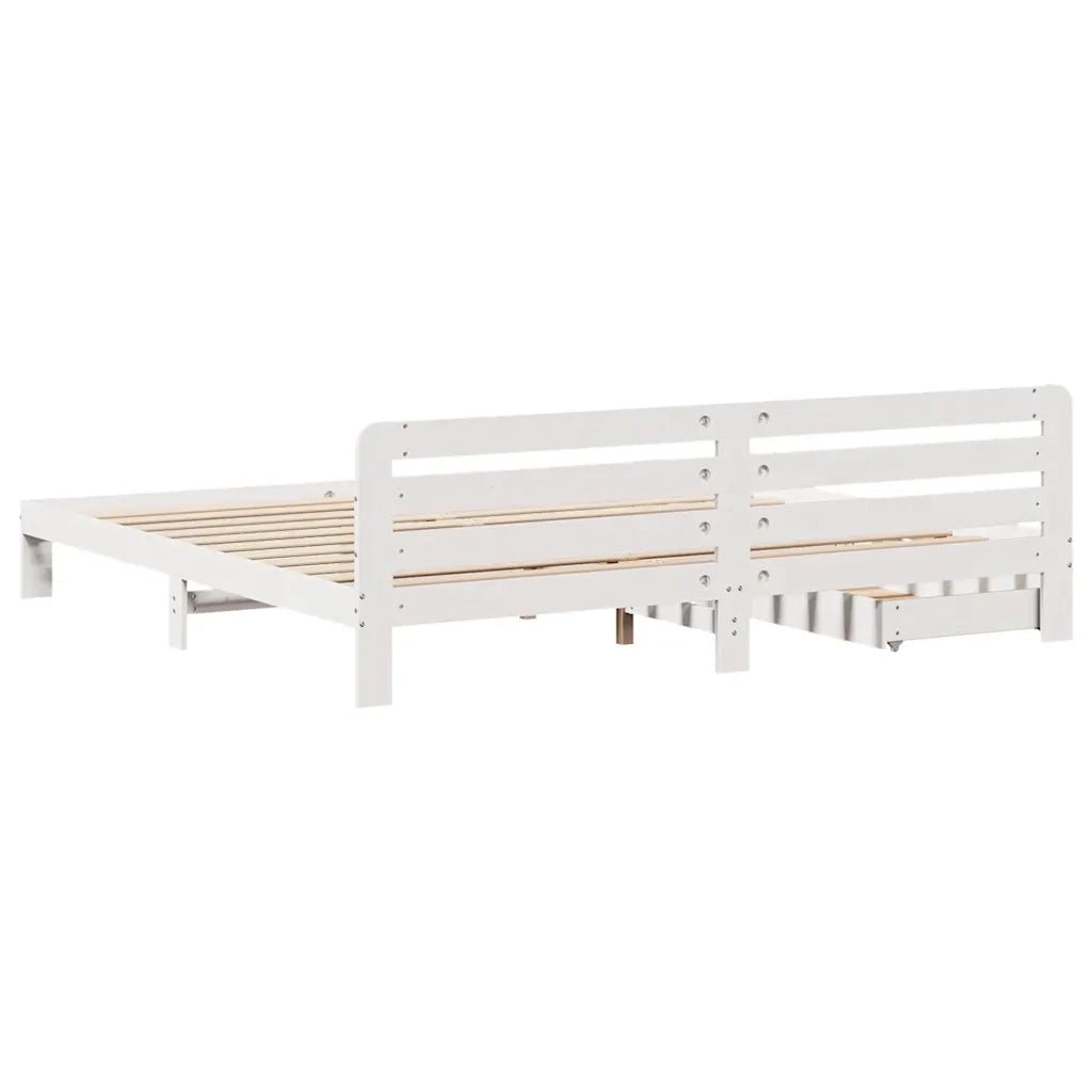 Giroletto senza Materasso-Struttura Letto Bianco 180x200 cm Legno Massello Pino 348202