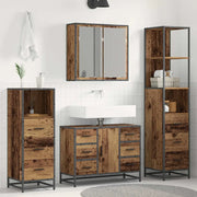 Set di mobili per il bagno con cassetto 4 pcs Legno vecchio 3402566