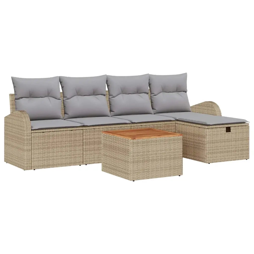 Set Divano da Giardino con cuscino 6 pcs Beige polyrattan 3359504
