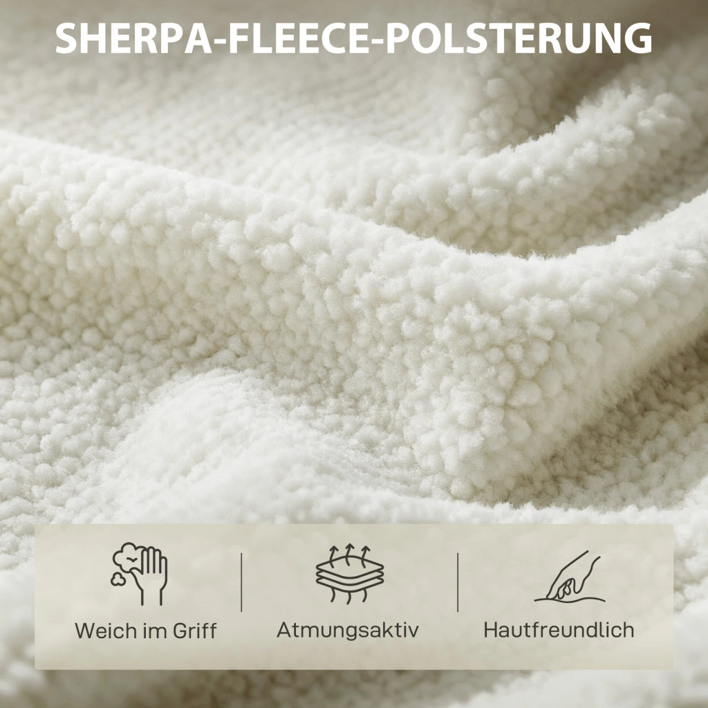 Poltrona relax in tessuto Sherpa-Fleece ¨C Xylo ¨C gambe metallo effetto legno, crema 67x67x71 cm