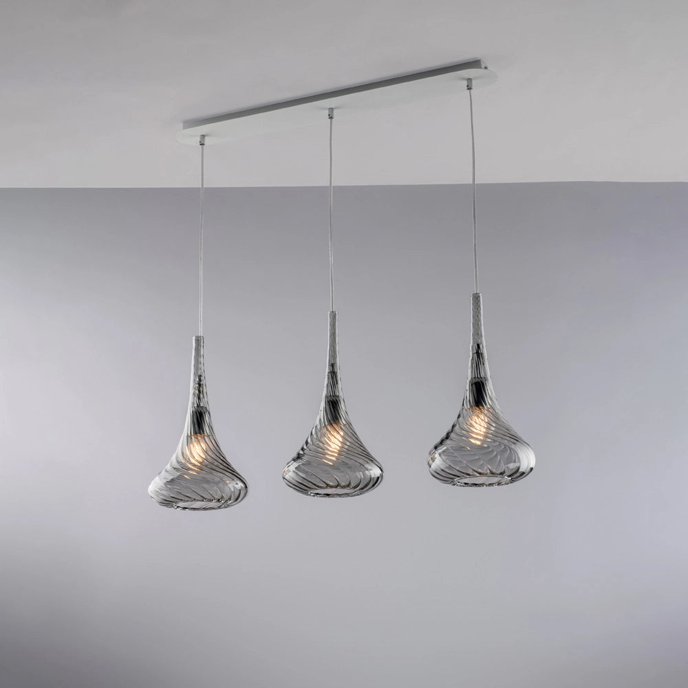Lampada binaria in ferro con vetri 75x10x41