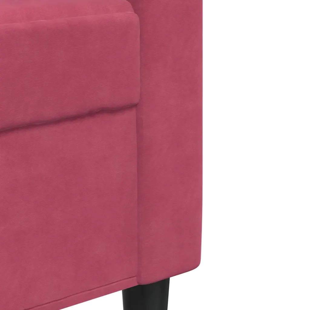 Set di Divani 2 pz con Cuscini e Rinforzi Rosso Vino in Velluto