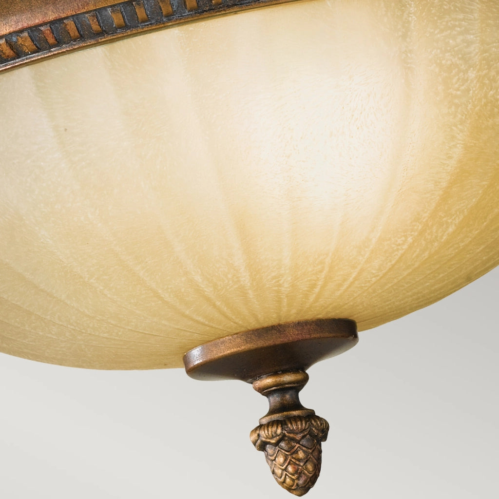 Plafoniera rustica rotonda 34,3cm 2xE27 oro/bronzo Feiss Kelham