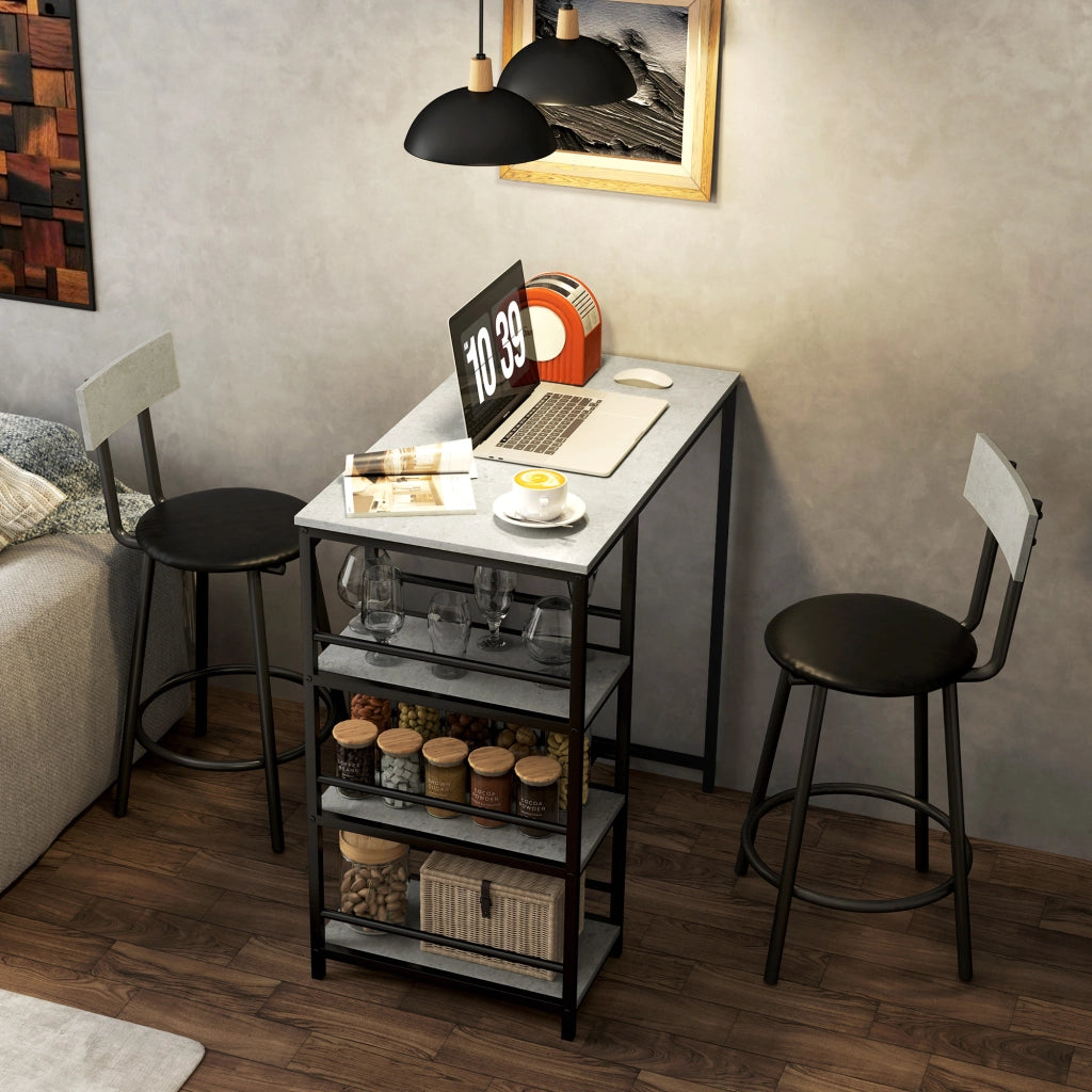 Tavolo da bar con sgabelli e scaffali ¨C Minimal ¨C grigio e nero