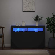 Credenza con Luci LED Nera 115,5x30x75 cm 804338