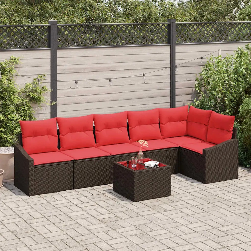 Set di divani 7 pz Marrone polyrattan 3346754
