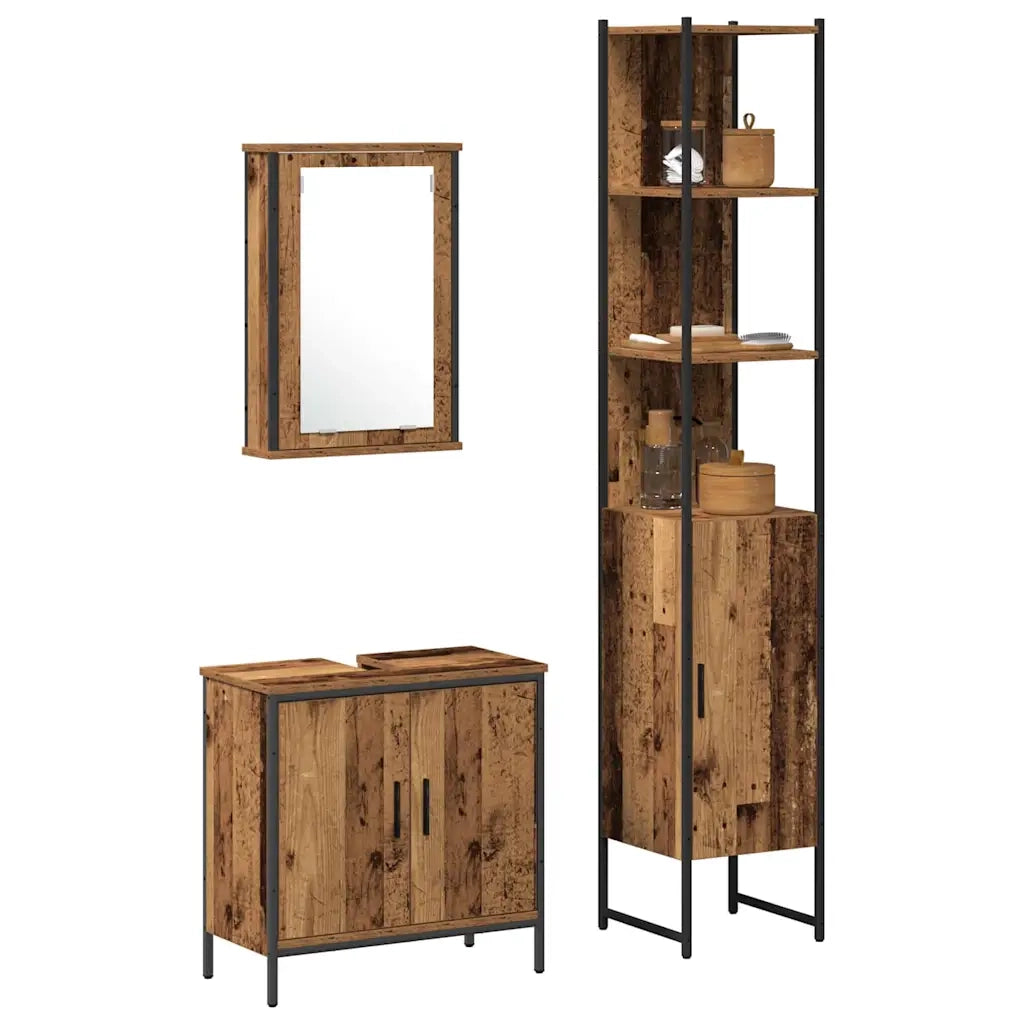 Set di mobili per il bagno 3 pcs Marrone Legno multistrato 3332551