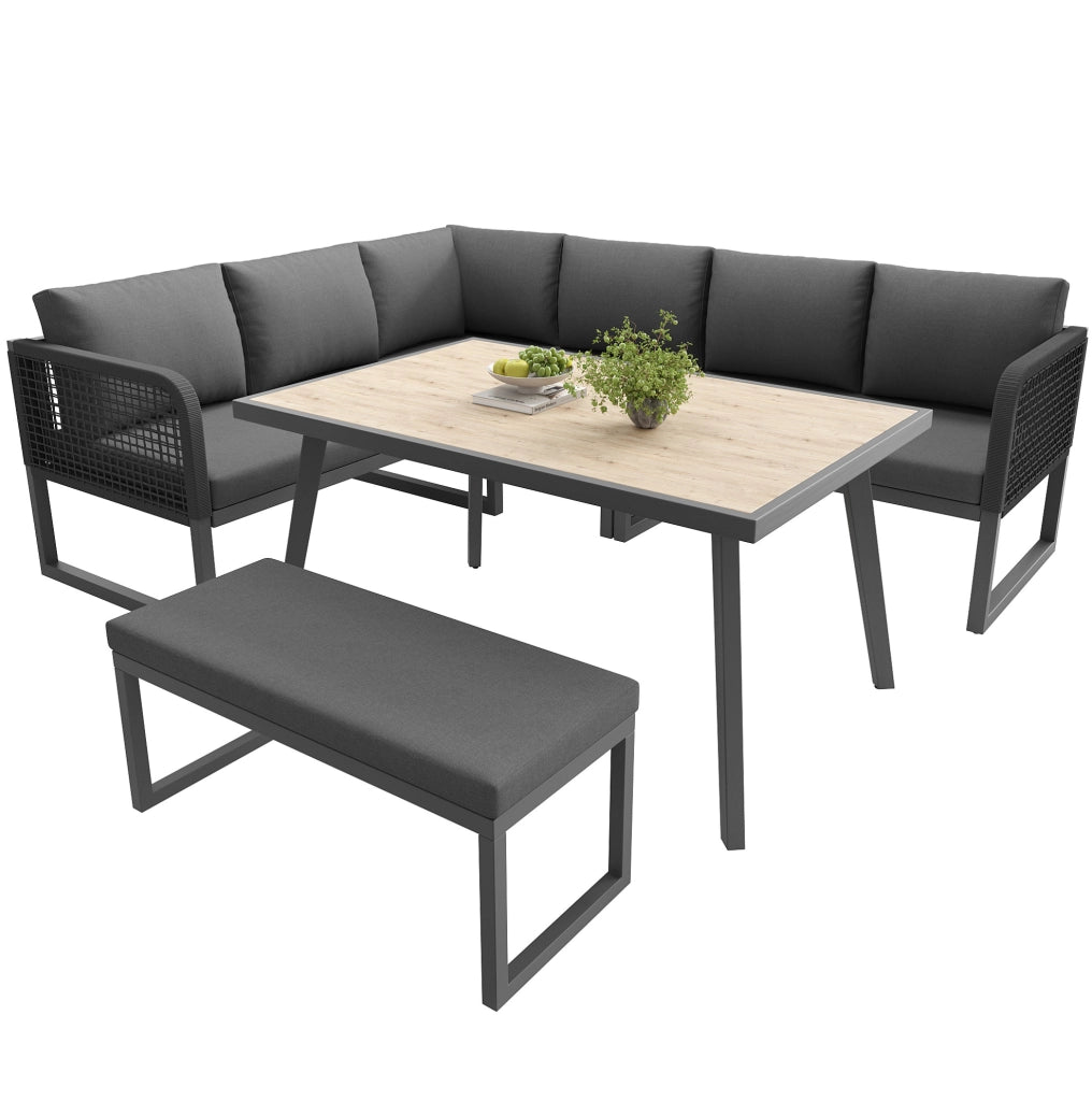 Set divano da giardino modulare per 7 persone con tavolino in WPC; grigio