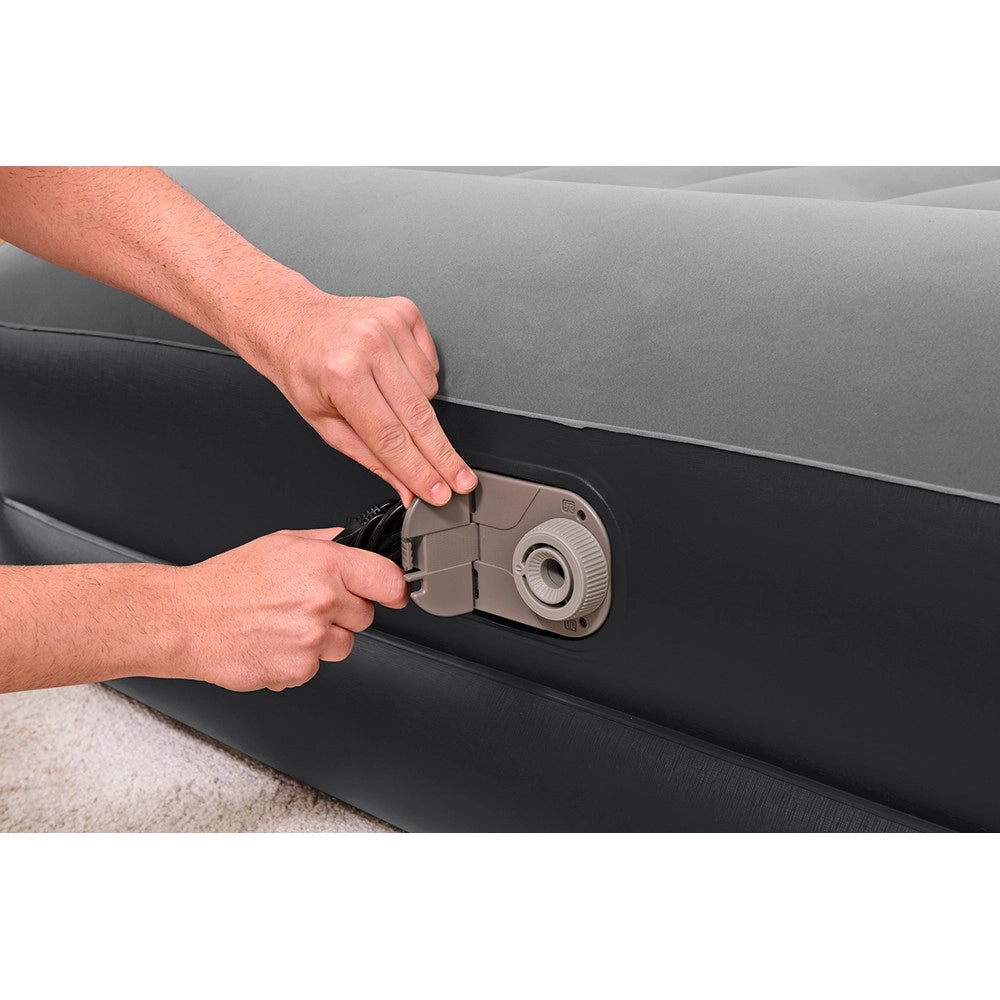 Trade Shop - Materasso Floccato Matrimoniale Airbed Nero/grigio Gonfiabile Pompa Integrata 67403 -