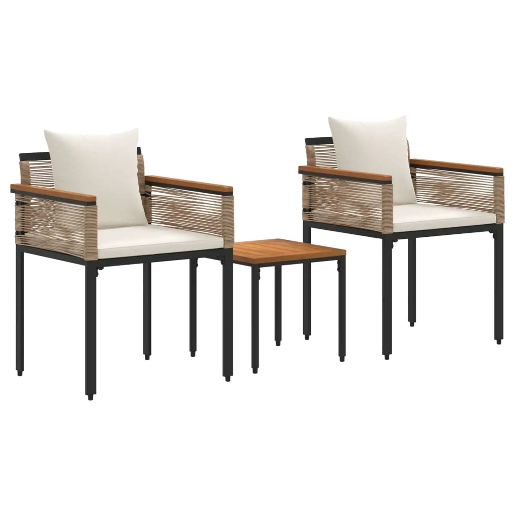 Set di Mobili da Esterno con cuscino 3 pcs Beige e Bianco Crema