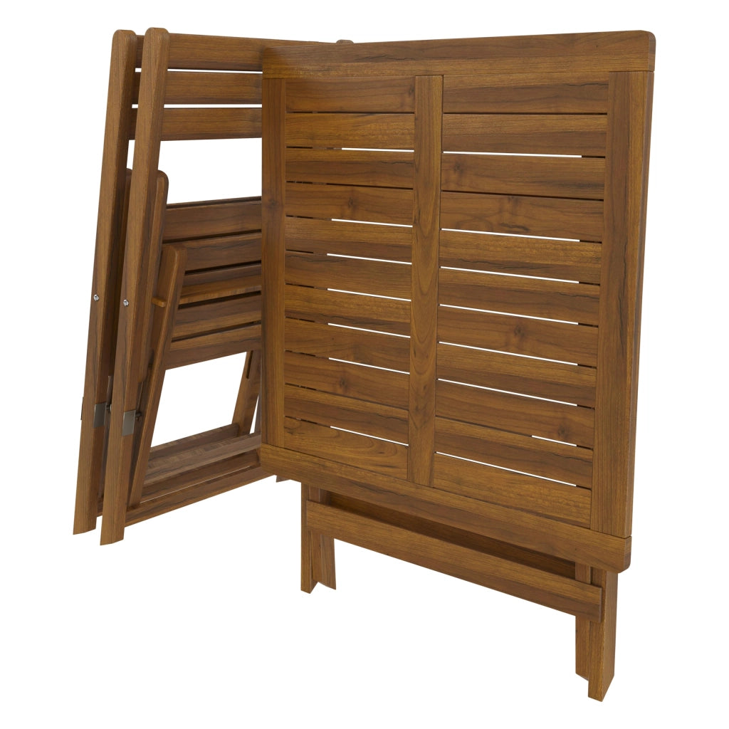 Set Tavolino E 2 Sedie Bistrot In Legno Acacia Portatile Pieghevole Facile Da Chiudere Comodo Trasporto Tavolo Quadrato Esterno Giardino Terrazza Campeggio Picnic Semplice Elegante 74 x 70 x 70 Cm