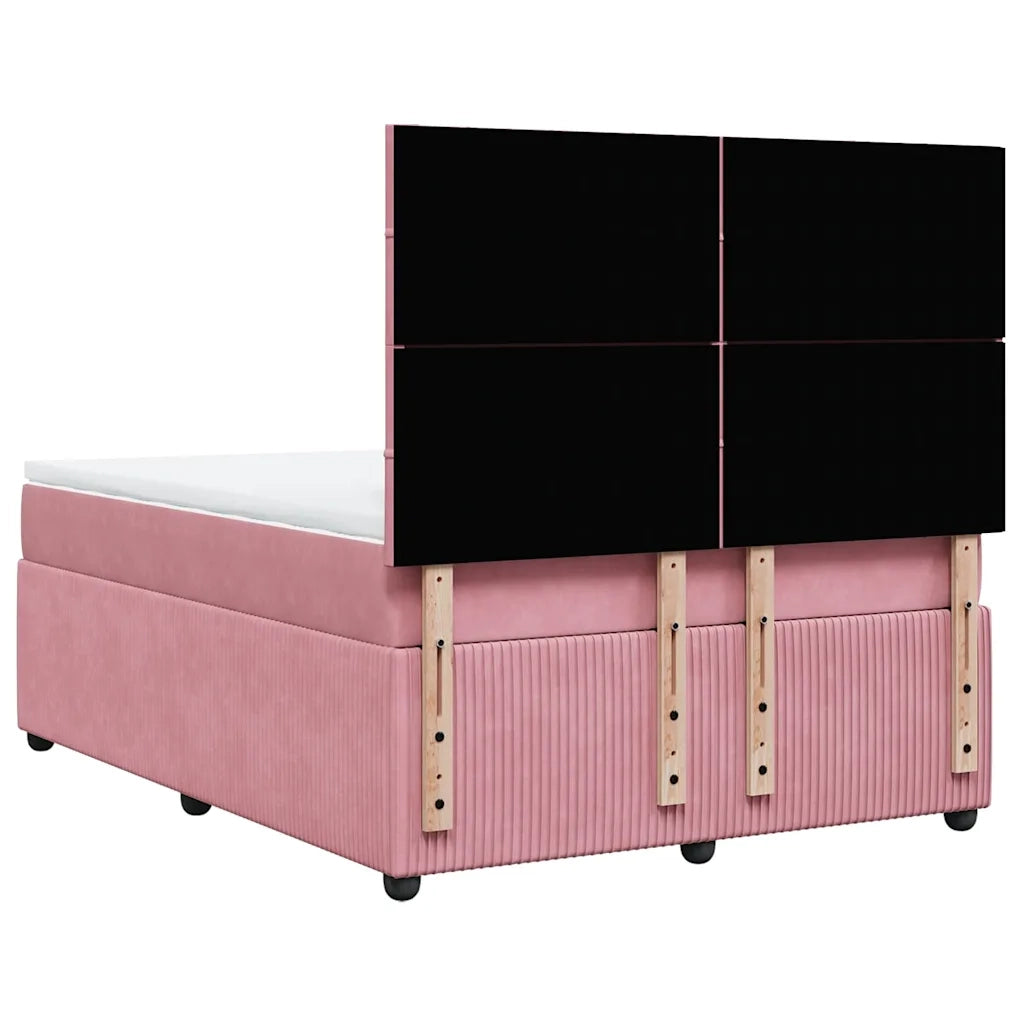 Giroletto a Molle con Materasso Rosa 140x190 cm in Velluto 3294639
