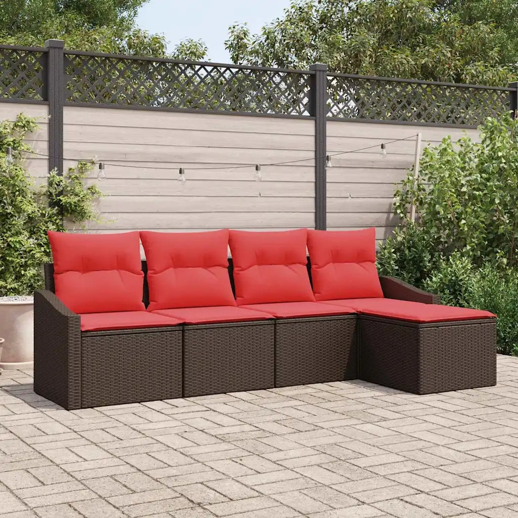 Set di divani 5 pz Marrone polyrattan 3346684