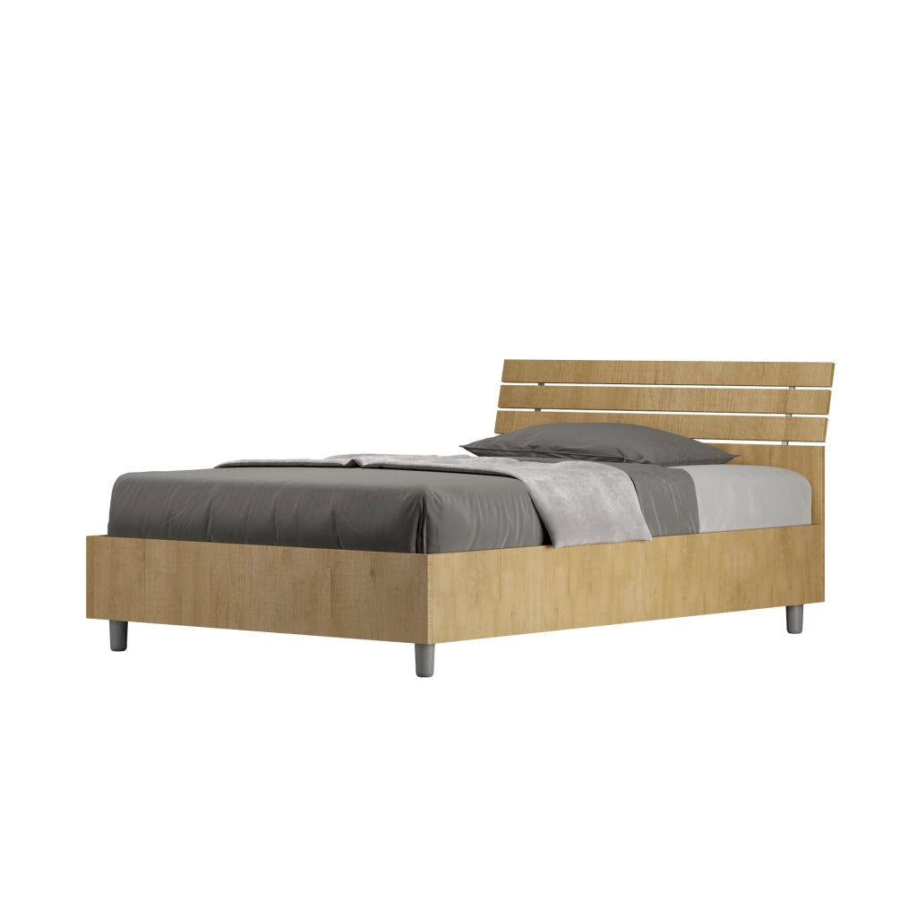 BS COM Letto una piazza e mezza con rete 120x190 testata inclinata con doghe quercia