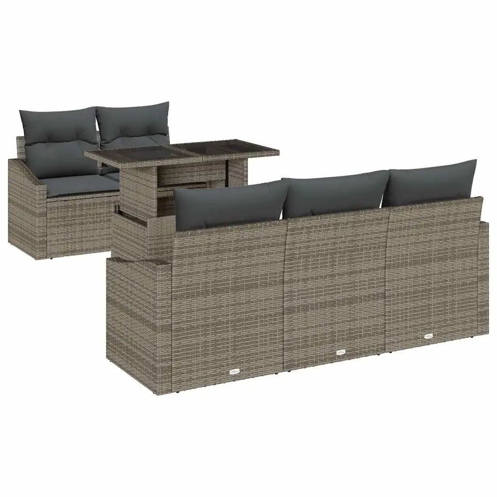 Set Divano da Giardino 6 pcs Grigio Poly Rattan 3357652