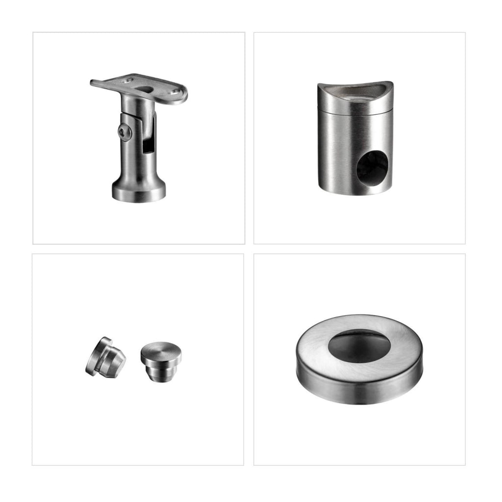 Ringhiera Balaustra Corrimano in acciaio inox 304 spazzolato 150x106cm per interni ed esterni 3 barre trasversali