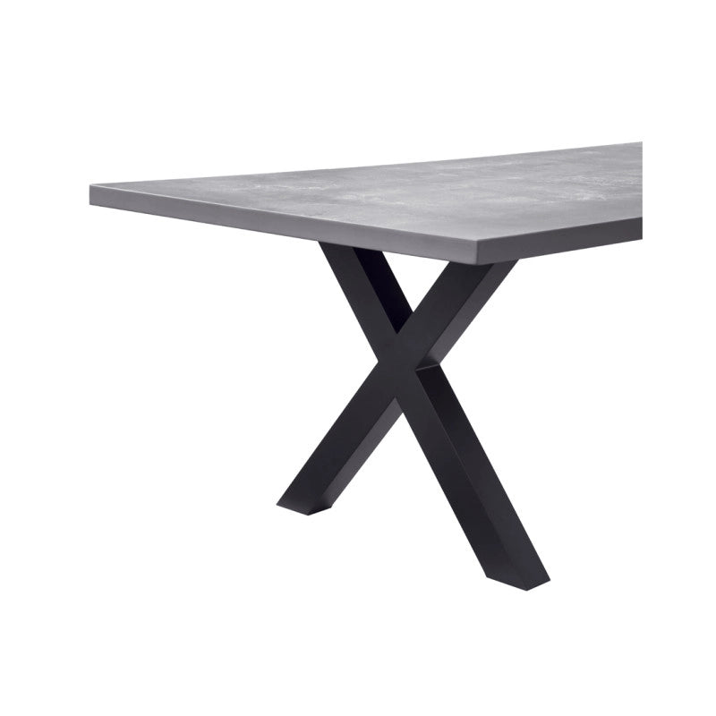 Tavolo Amantea 220x100 Alluminio Antracite Piano Resina Grigio Moia