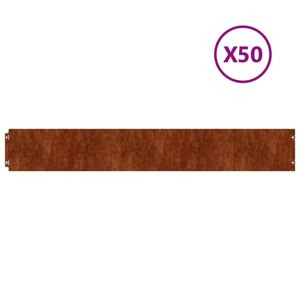 Bordure per Prato 50 pz 15x103 cm Flessibili in Acciaio Corten