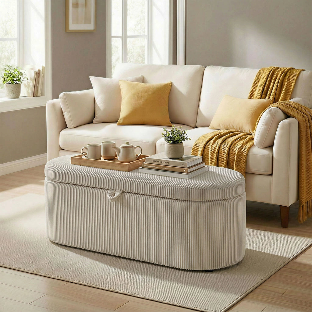 Pouf con contenitore ¨C zephmum ¨C beige 105x51x49 cm