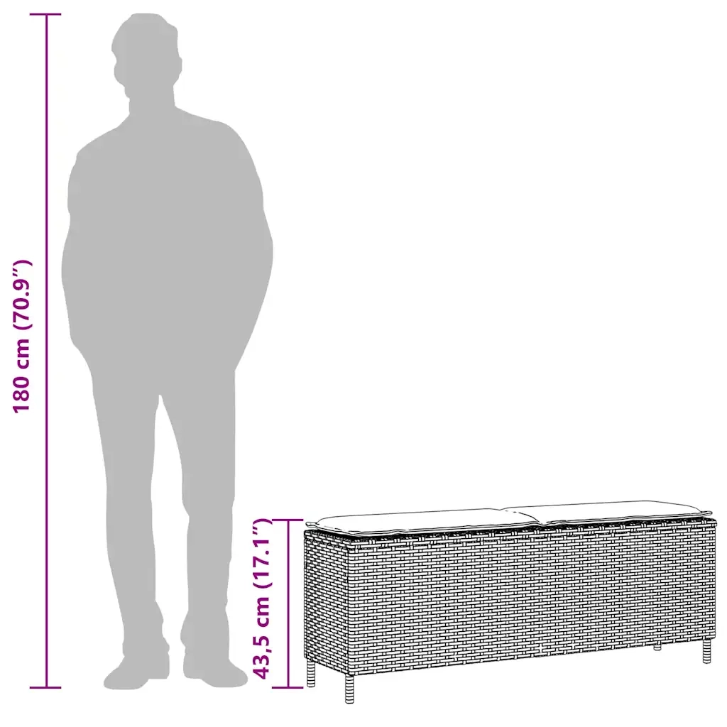 Panca da Giardino con Cuscino 110x30x40,5 cm in Polyrattan 4104159