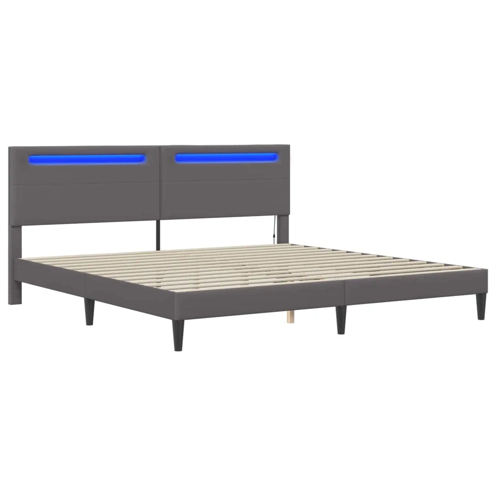 Letto matrimoniale | Letto per adulti | Struttura del letto con testiera Grigio 200 x 200 cm Similpelle