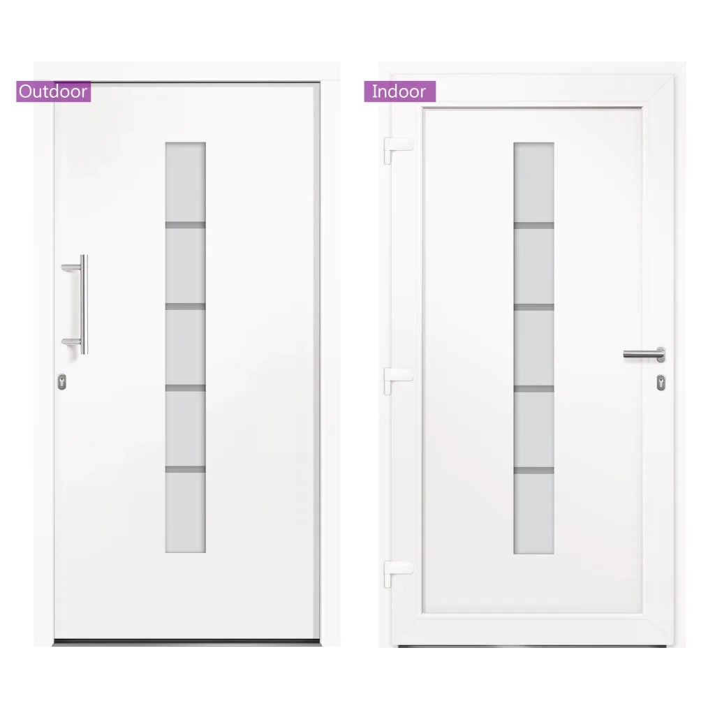 Porta d'Ingresso in Alluminio e PVC Bianco 100x210 cm