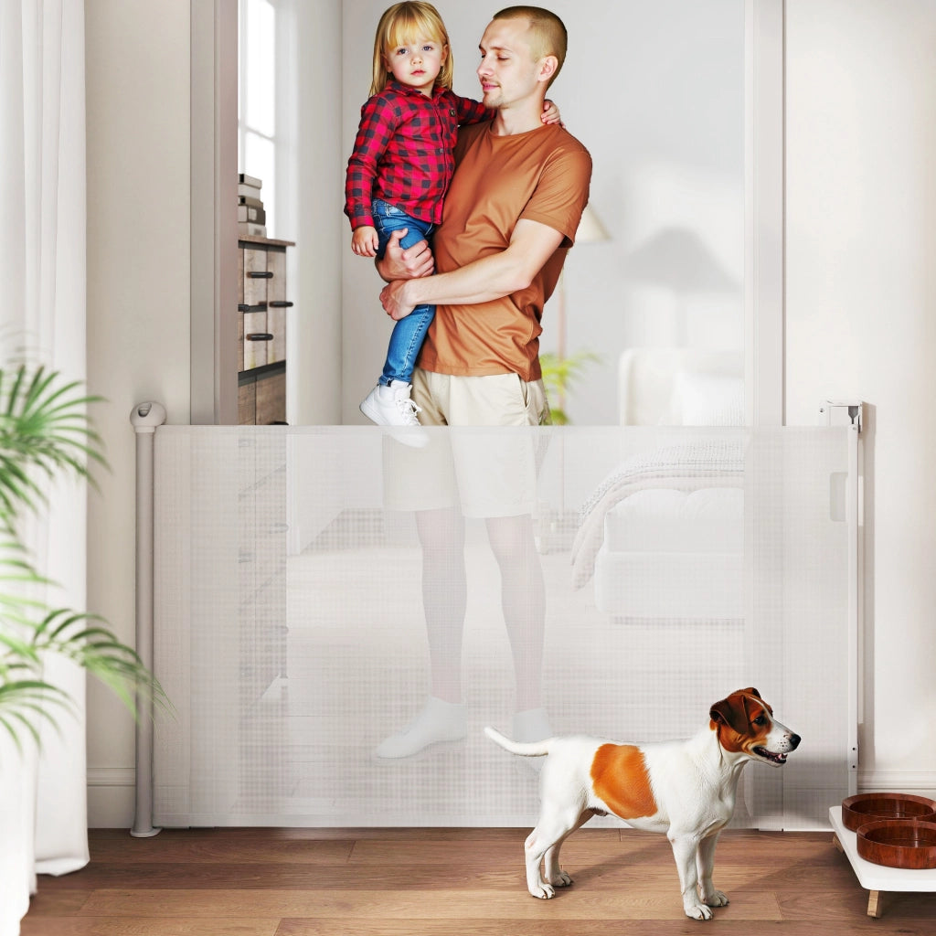 Barriera retrattile per cani ¨C zephmum ¨C bianco 149 cm
