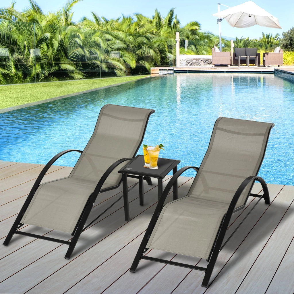 Set 2 Lettini Sole e Tavolino ¨C Zephmum ¨C Grigio e Nero
