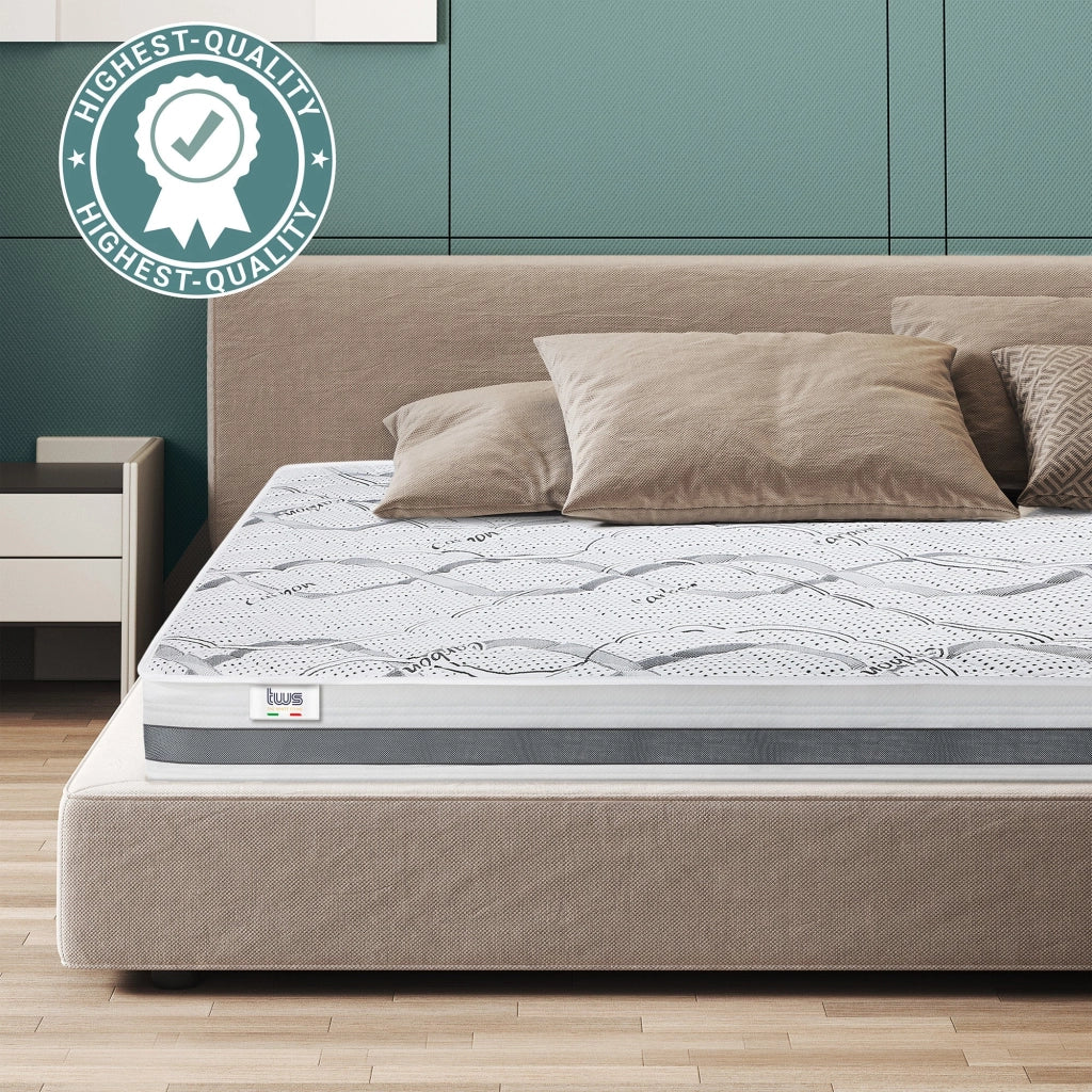 Materasso Singolo 90x160 cm a Media Rigidita' | Altezza 16 cm | Tessuto Anallergico e Traspirante | Proprieta' Ortopediche e Automodellanti | Prodotto in Italia