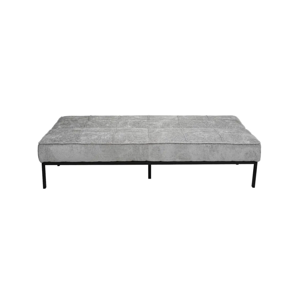 Divano letto CALMORA – Tessuto grigio – Materasso integrato – Struttura in legno – Design compatto ed elegante