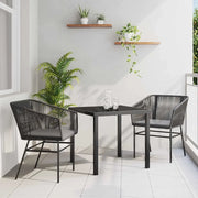 Set da Pranzo per Giardino con cuscino 3 pcs Nero