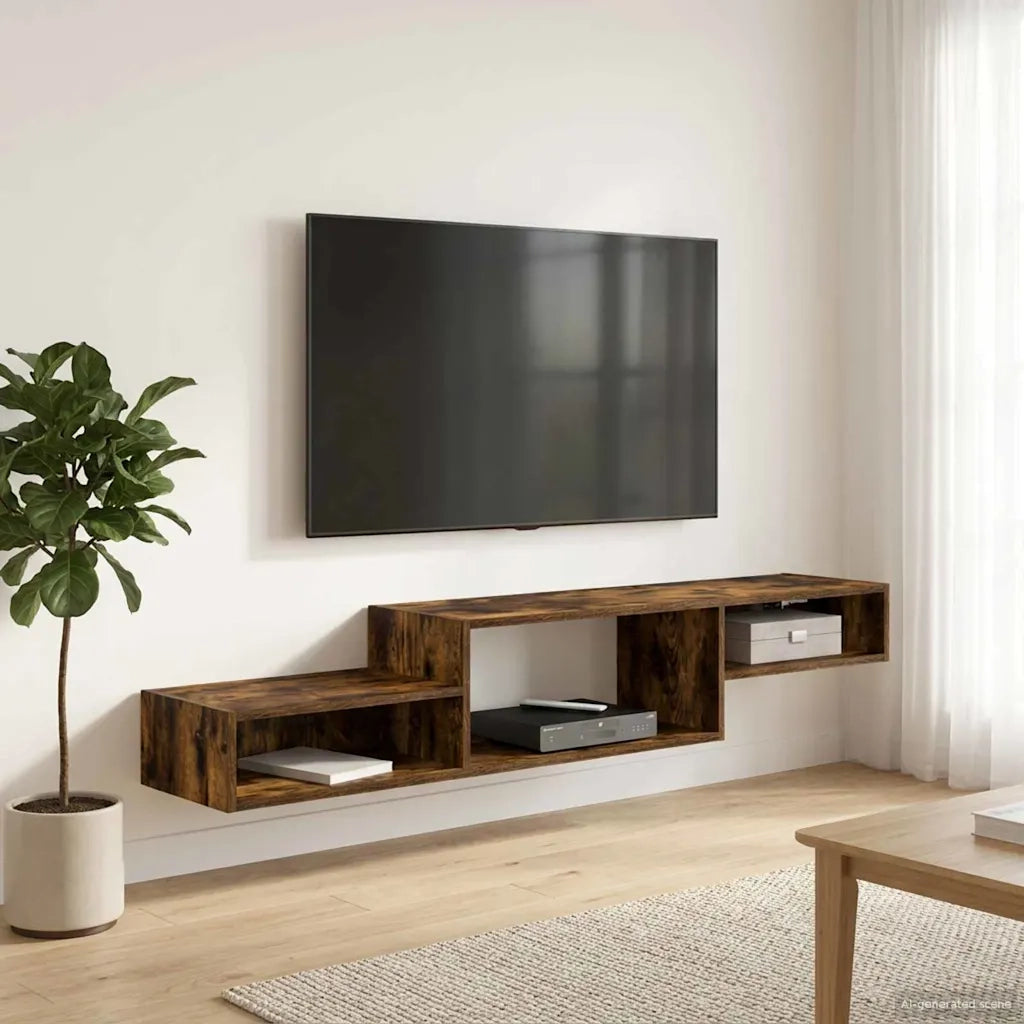 Mobile TV da Parete | Armadietto TV | Mobile Porta TV A Parete | Armadietto TV | Mobile Porta TV Rovere Fumo 150 x 28 x 26 cm