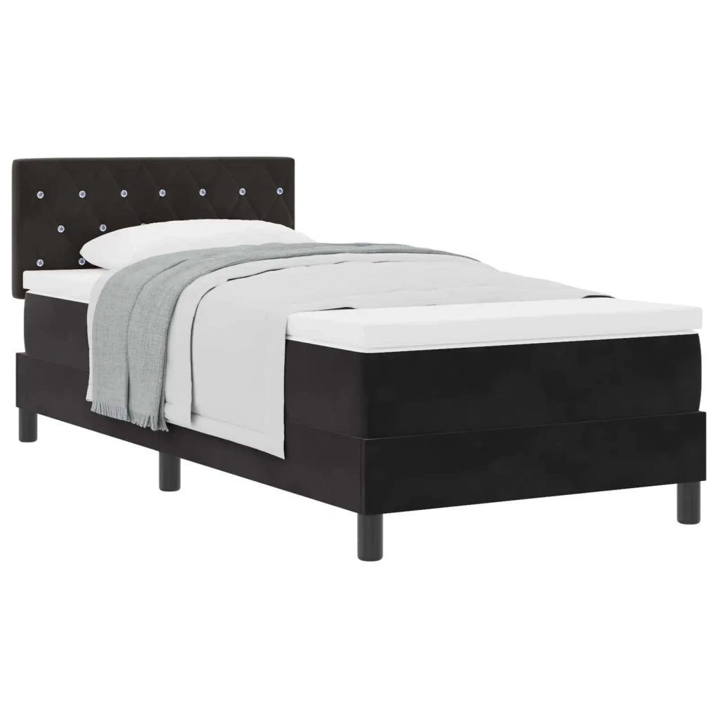 Letto a molle con materasso Nero 90 x 190 cm Velluto 3339076