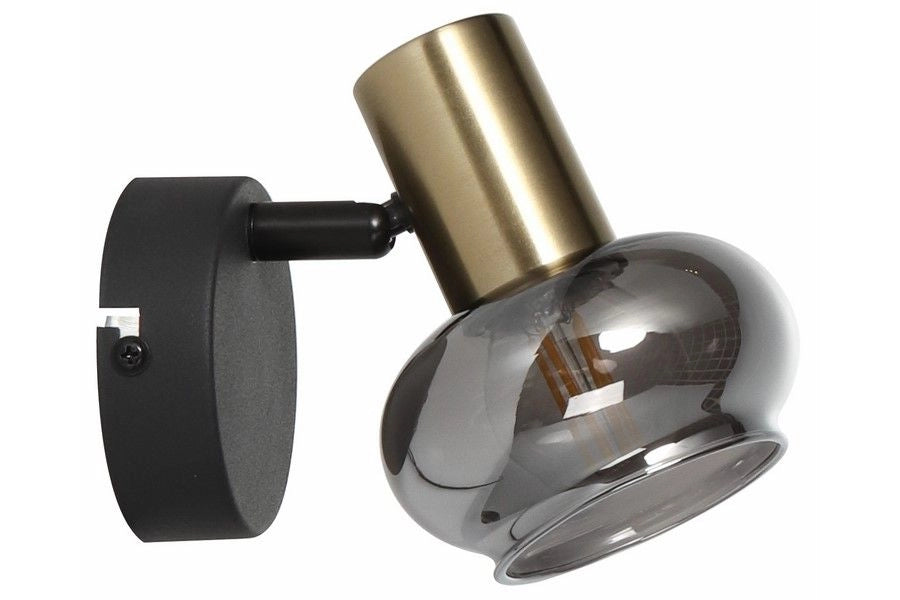 Applique moderna nero oro Lauree paralume scuro E14 Reality