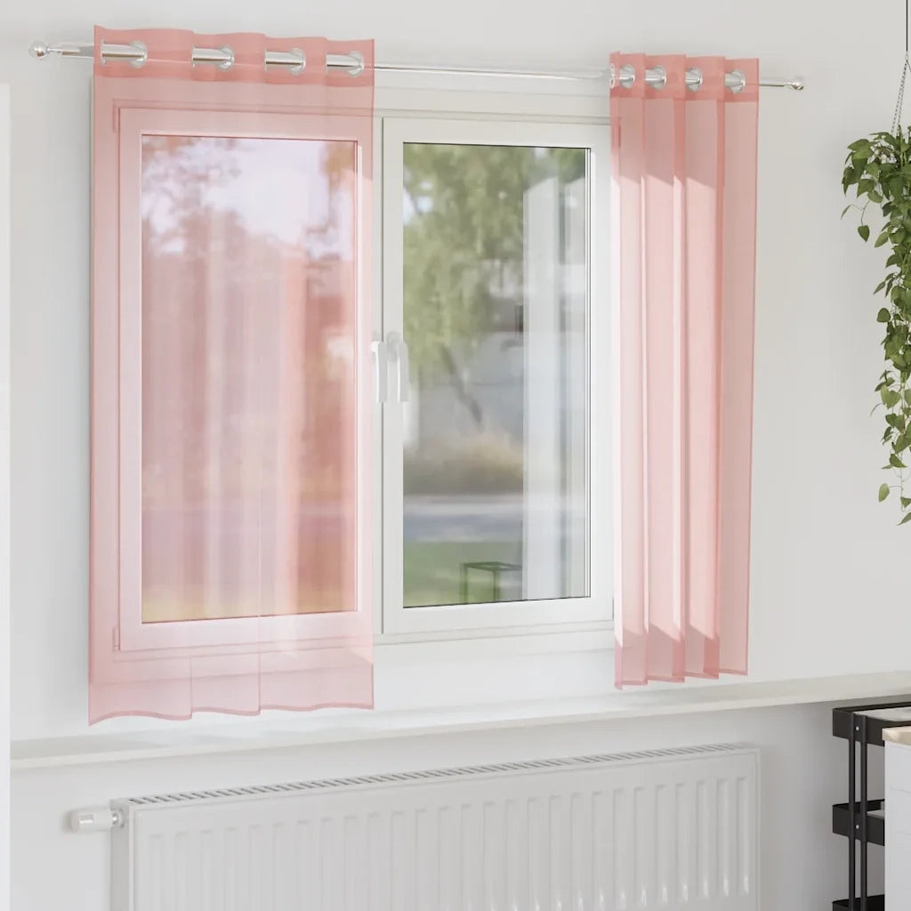 Tende in Voile con Occhielli 2 pz Rosa 140x140 cm 4102095