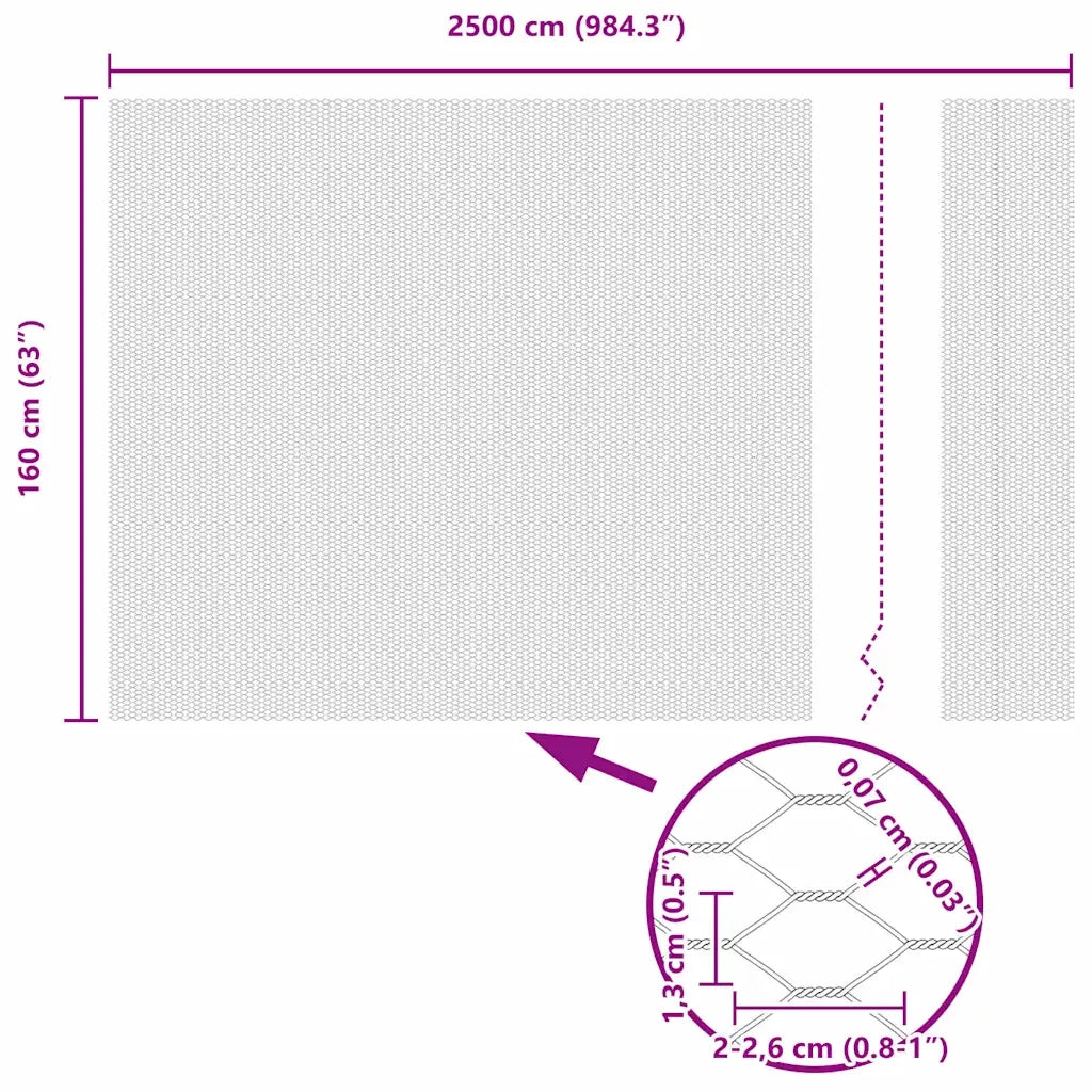 Recinzione Esagonale Grigio 1,6 x 25 m PVC 42005549